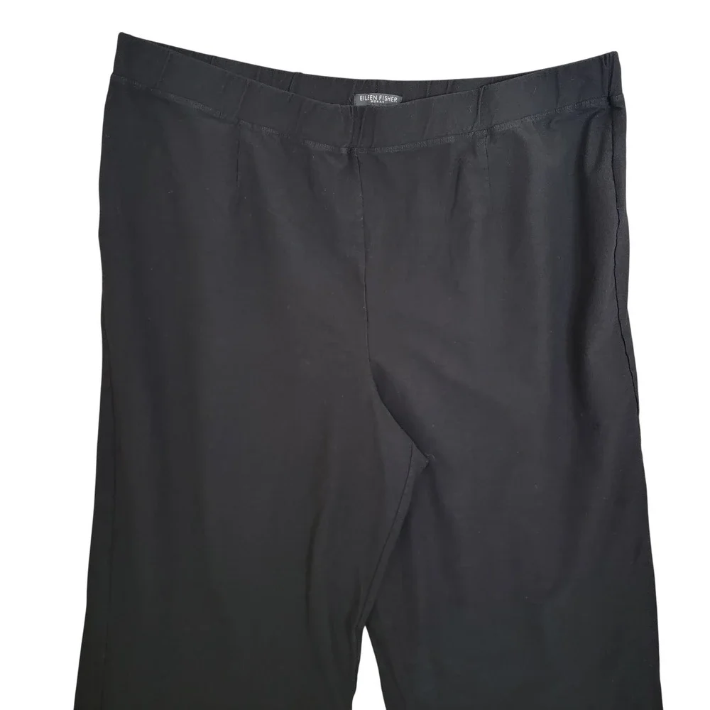 Eileen Fisher Solid Black Elastic Waist Pull On Pant 3X Ponte Minimalist‎ Casual